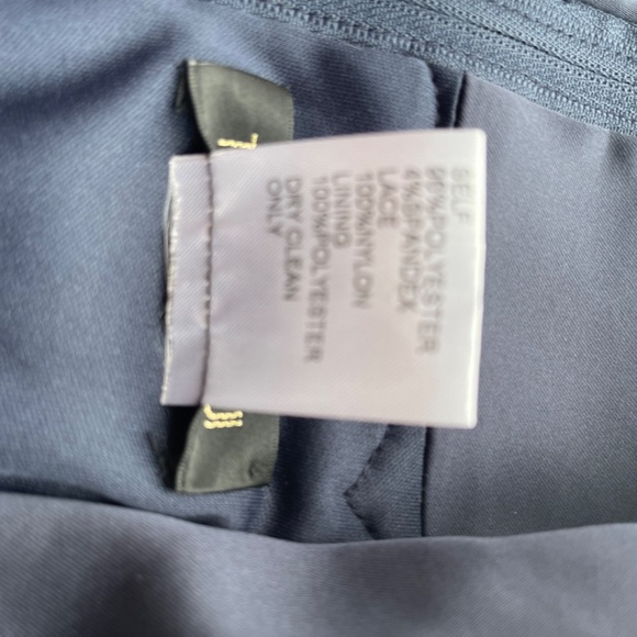 Beautiful Navy Dress with Cap Sleeves and Beaded Lace Bodice - Picture 12 of 12